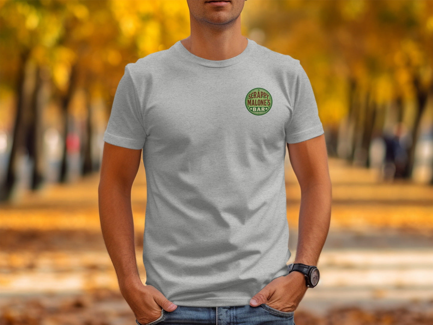 Scrappy Malone's Bar, Irish Pub, Shamrock, Round, Green, Vintage