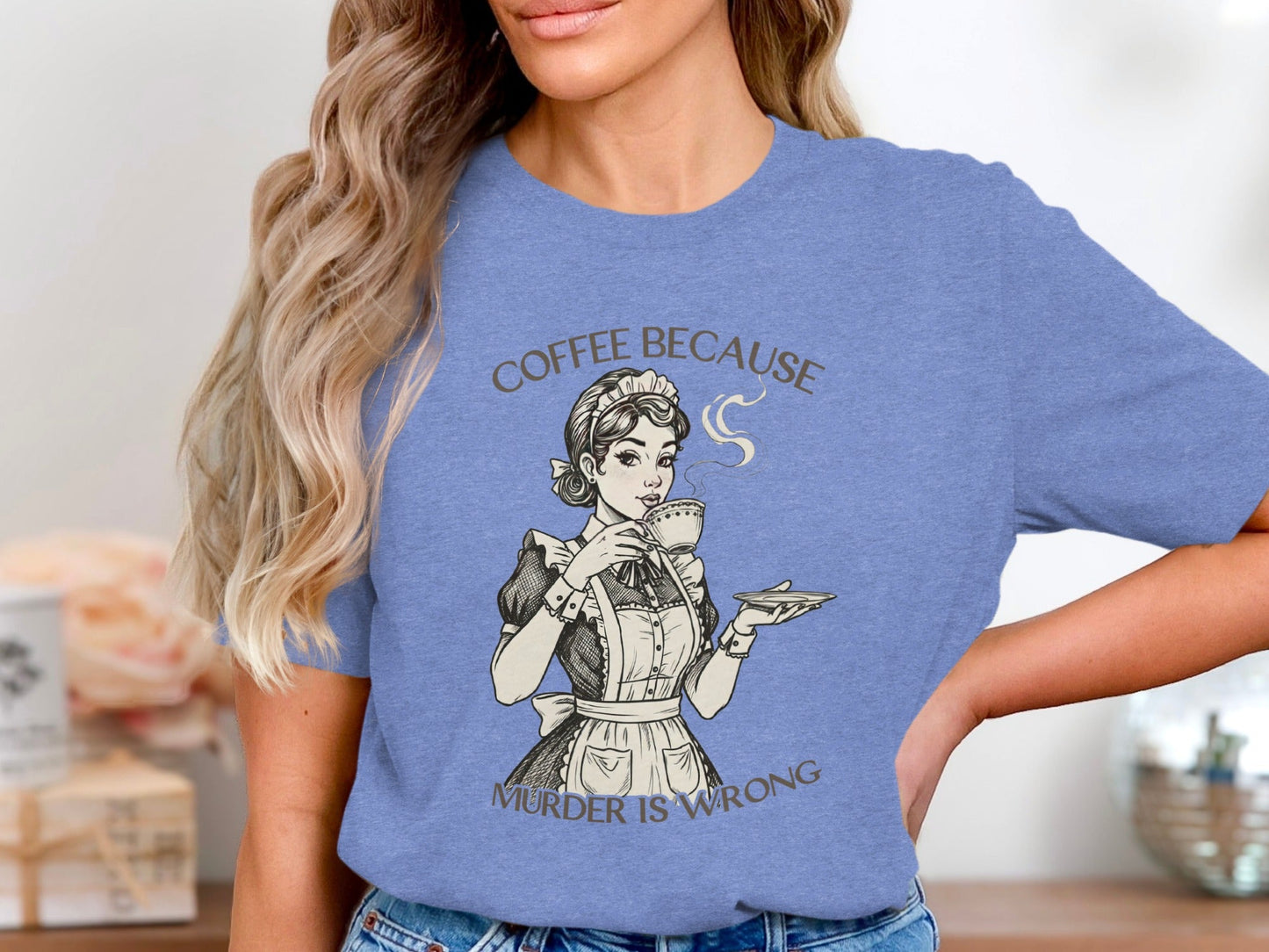 Coffee Because Murder is Wrong Funny Vintage Style T-Shirt
