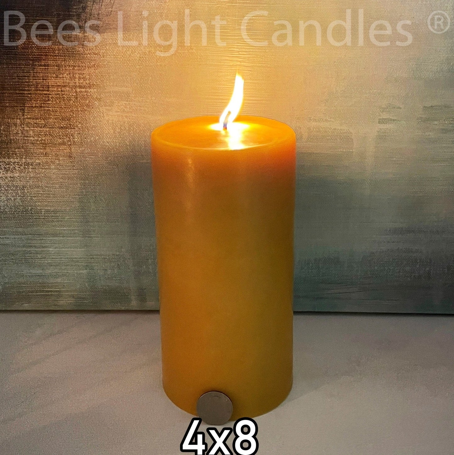 4 Inch Wide Beeswax Pillar Candle Set of 4x4+4x6+4x8
