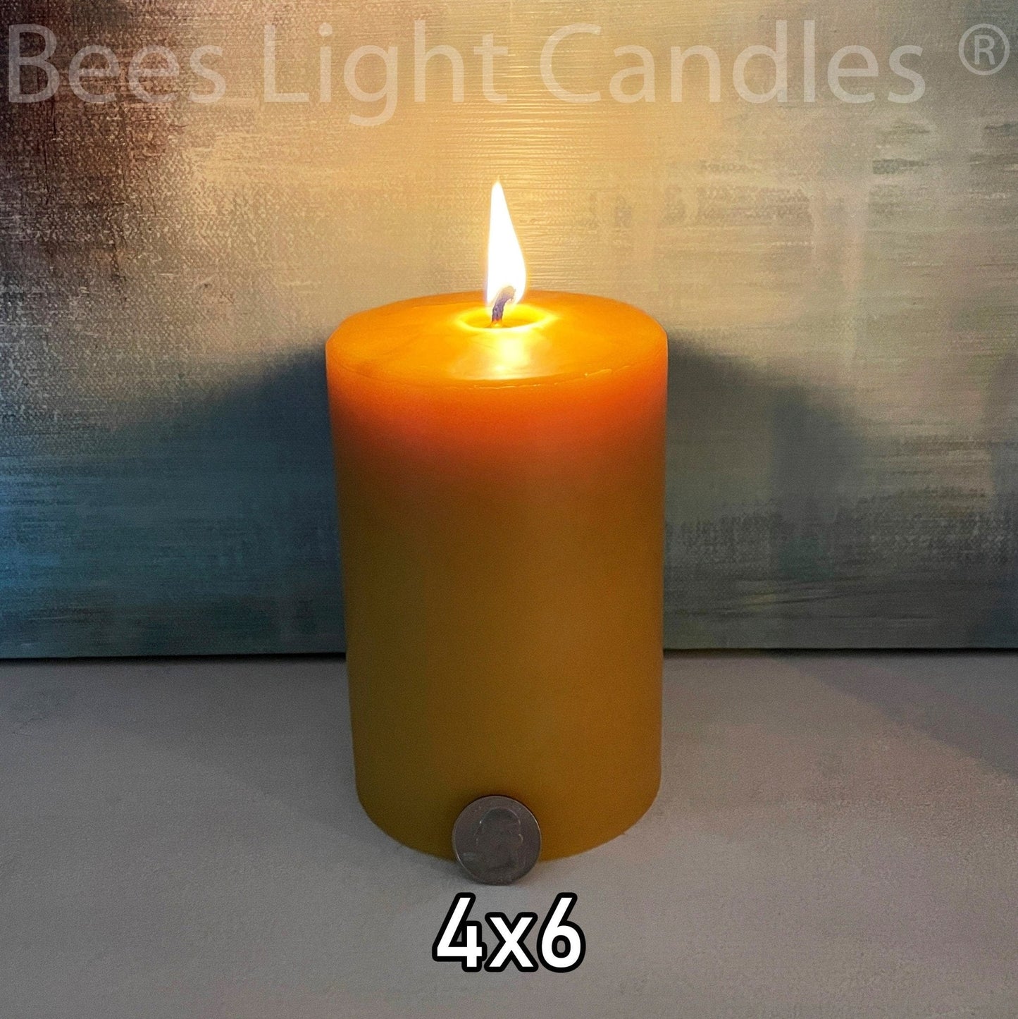 4 Inch Wide Beeswax Pillar Candle Set of 4x4+4x6+4x8