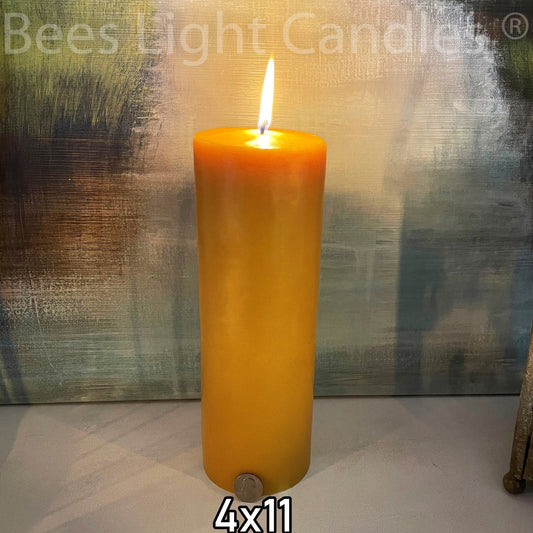 4" x 11" Beeswax Pillar Candles