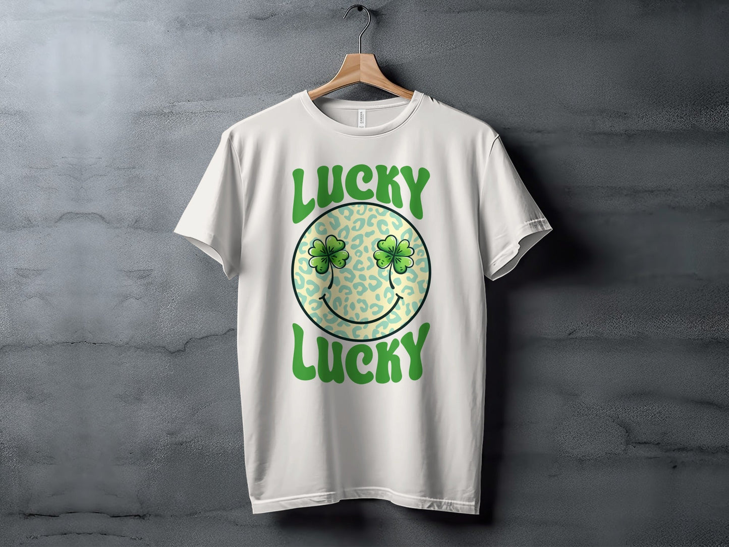 Lucky Clover Smiley Face T-Shirts, Retro St Patricks Day Apparel, Good Luck Outfit, Irish Celebration Shirts, Retro Lucky Tee