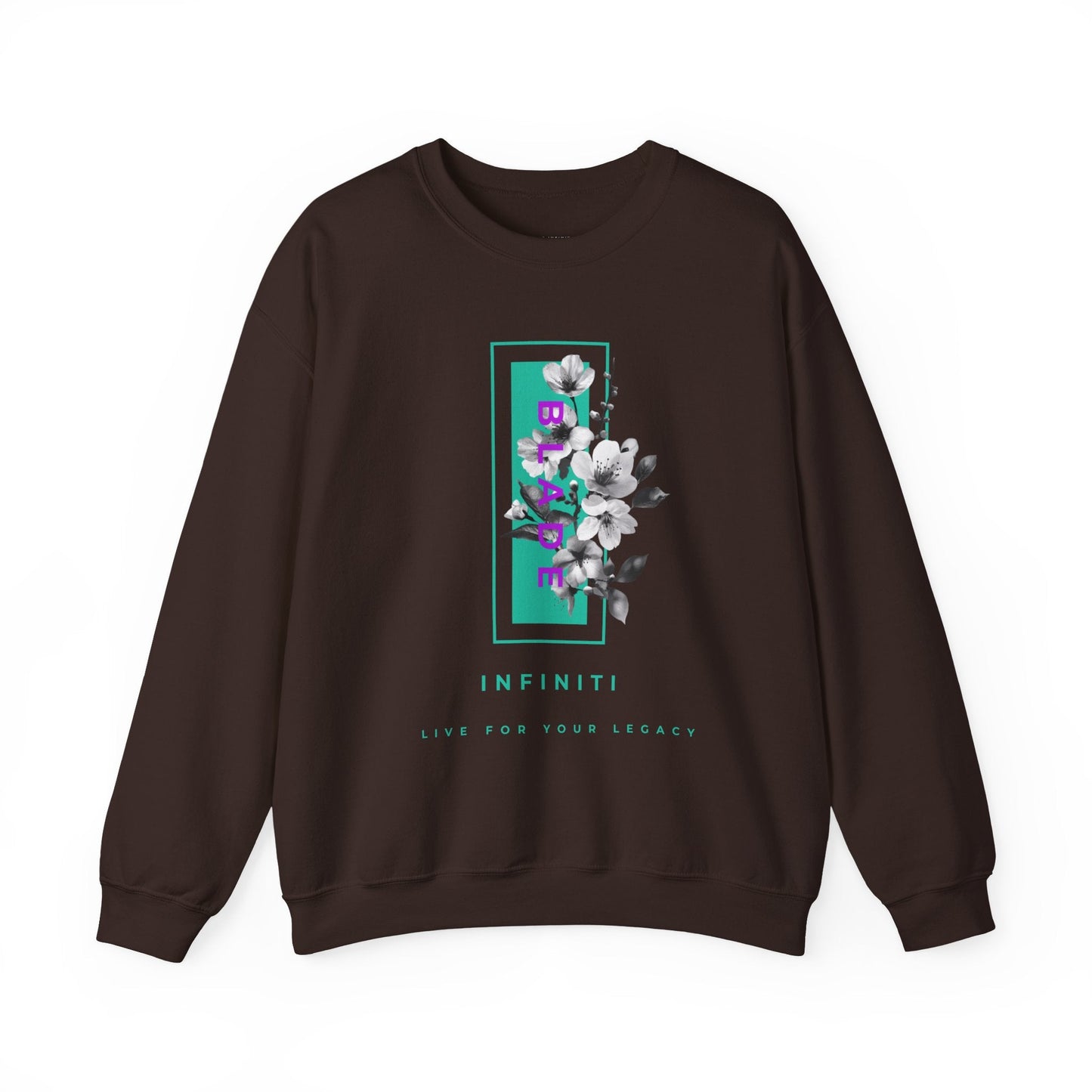 Bloom Bae Teal/Purple Floral Unisex Crewneck Sweater