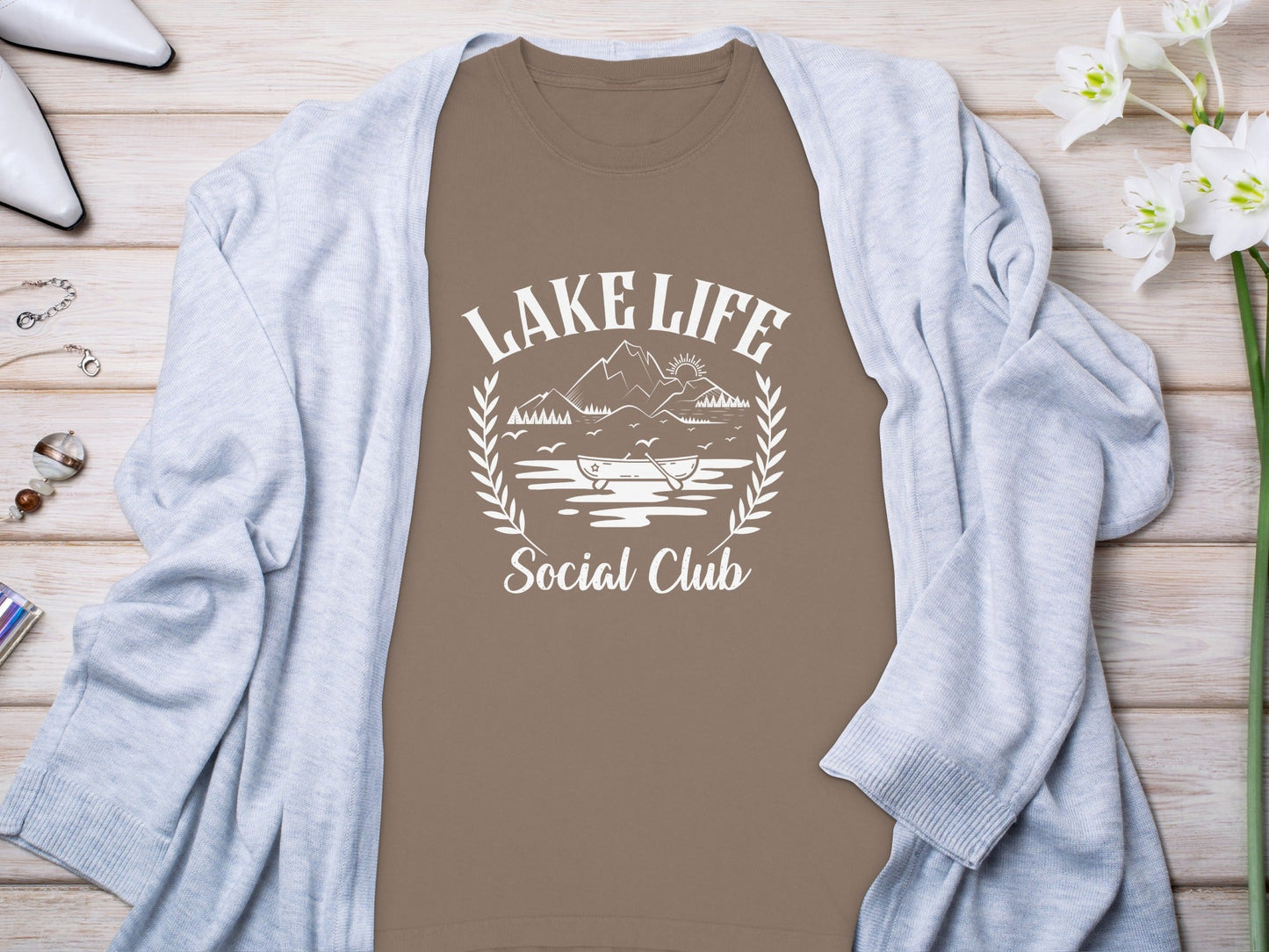 Lake Life Social Club Outdoors Activity Graphic Long Sleeve T-Shirt