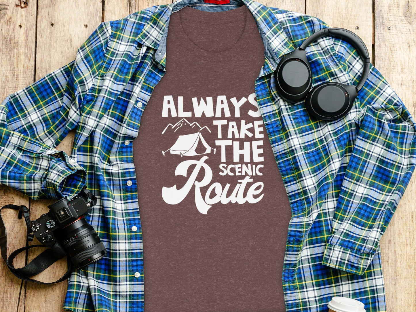 Always Take The Scenic Route Outdoors Camping Design T-Shirt
