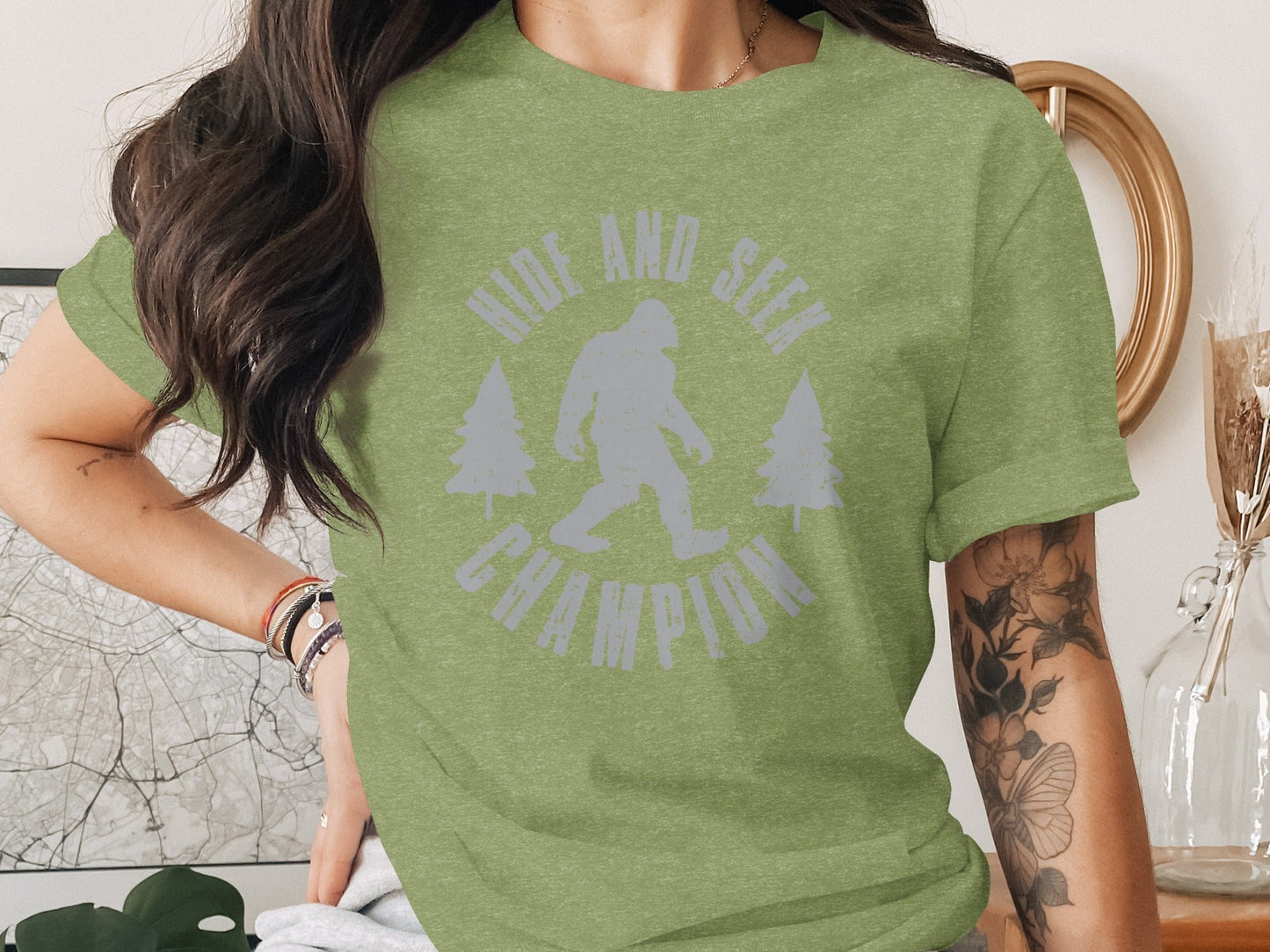 Hide and Seek Champion Bigfoot Funny Graphic Novelty T-Shirt