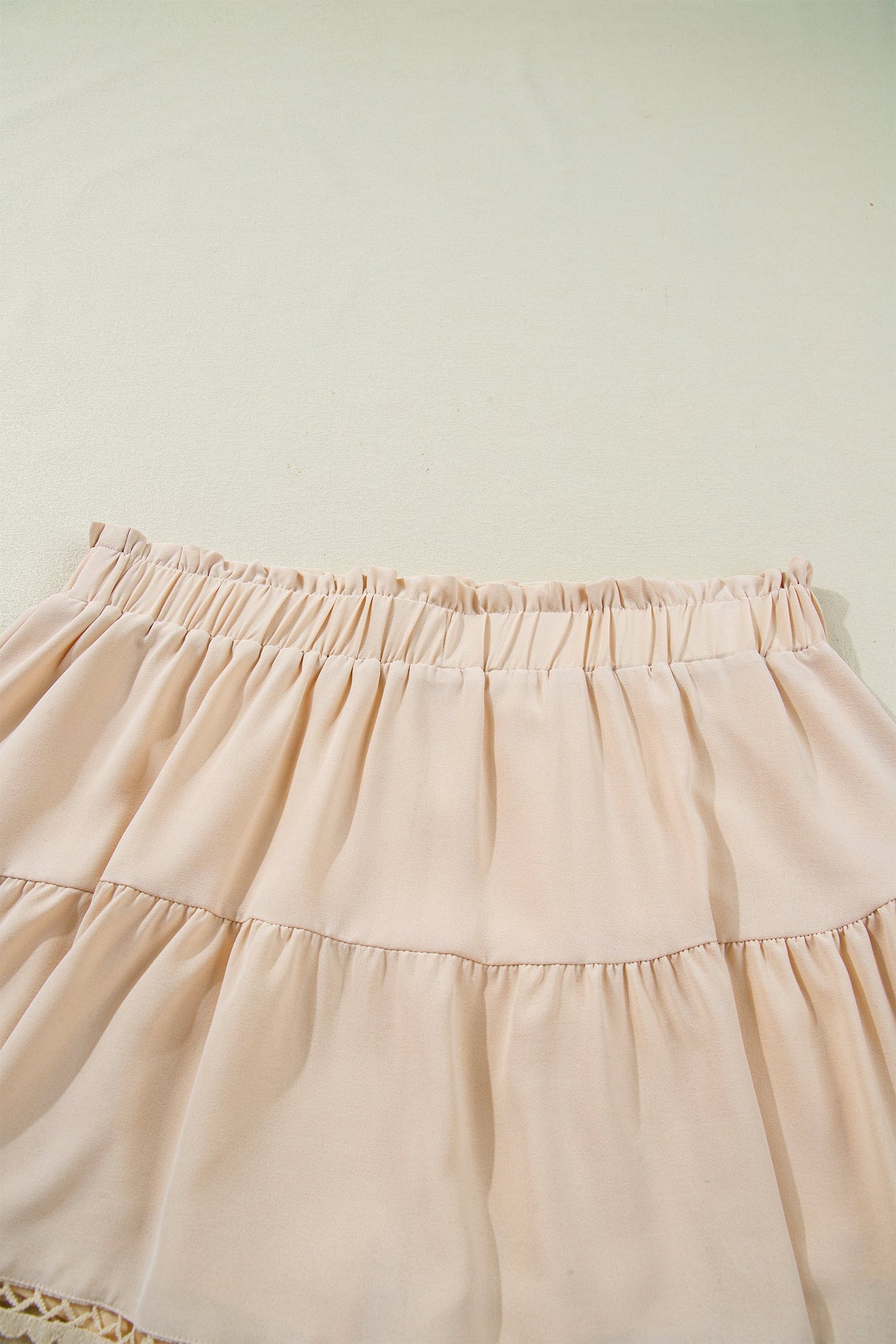 Navy Blue Plus Size Frilled Elastic Waist Lace Trim Boho Ruffled Shorts