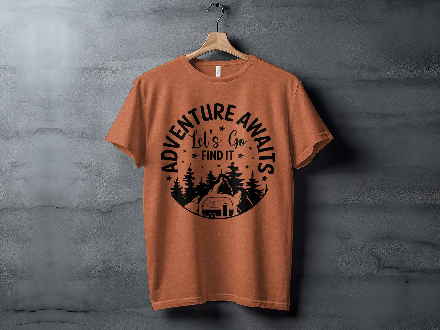 Adventure Awaits Let's Go Find It Silhouette Camper T-Shirt