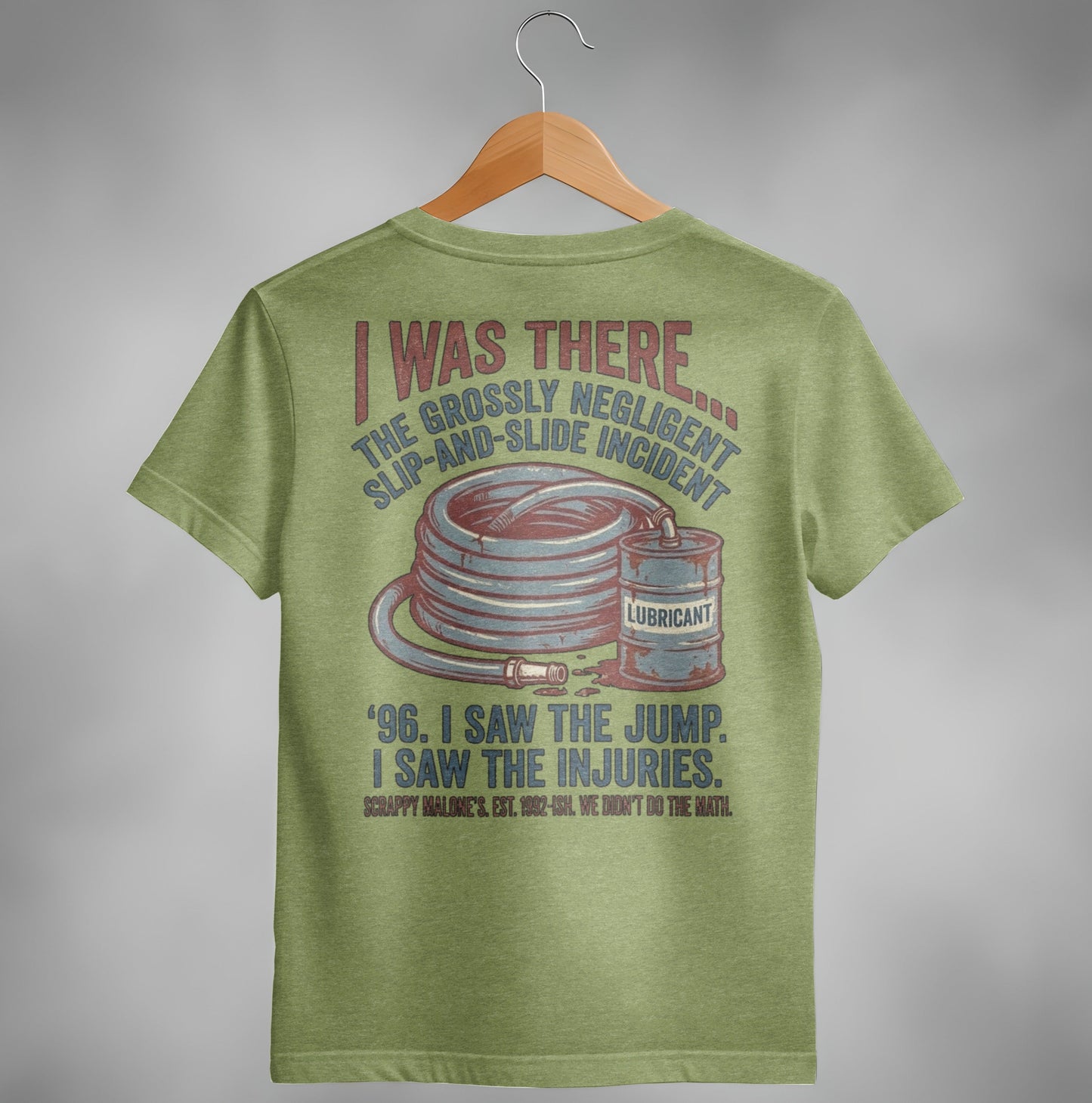 1996 Negligent Slip-and-Slide Incident Tee - Scrappy  Malone's