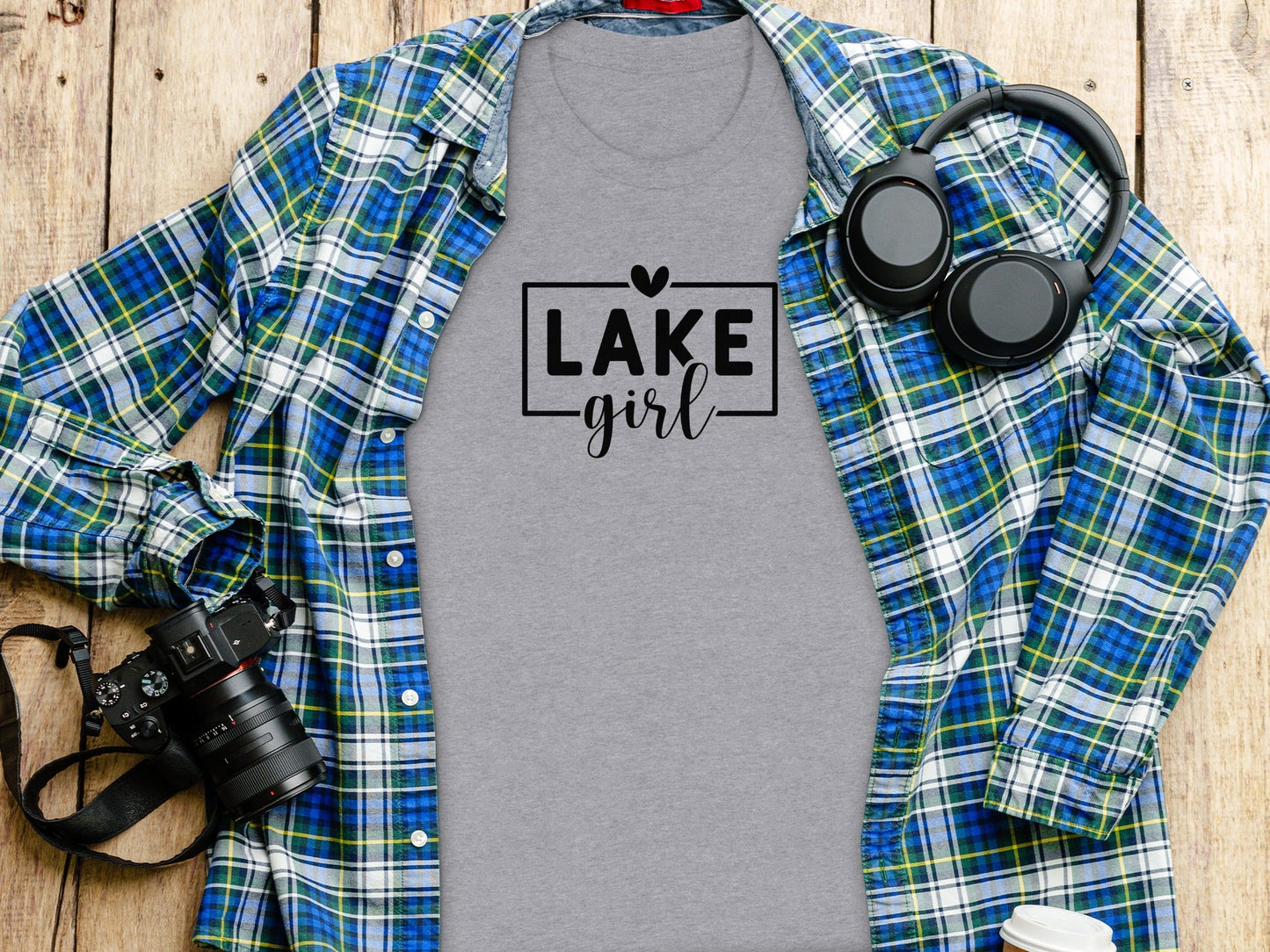 Lake Girl Simple Vector Design Heart Above Graphic T-Shirt