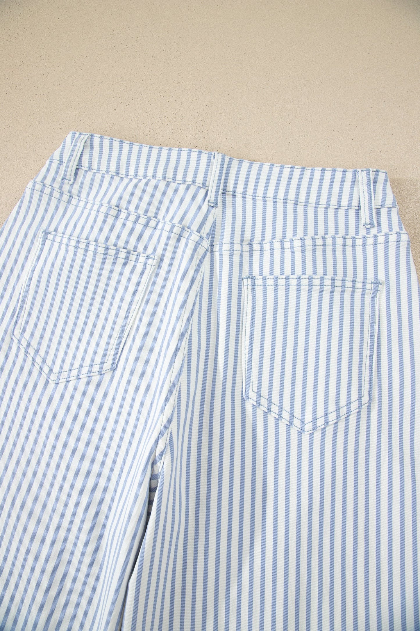 Sky Blue Stripe Casual Barrel Jeans