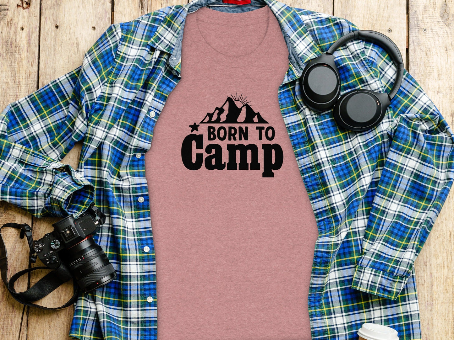 Born To Camp Mountain Design Adventure Awaits T-Shirt