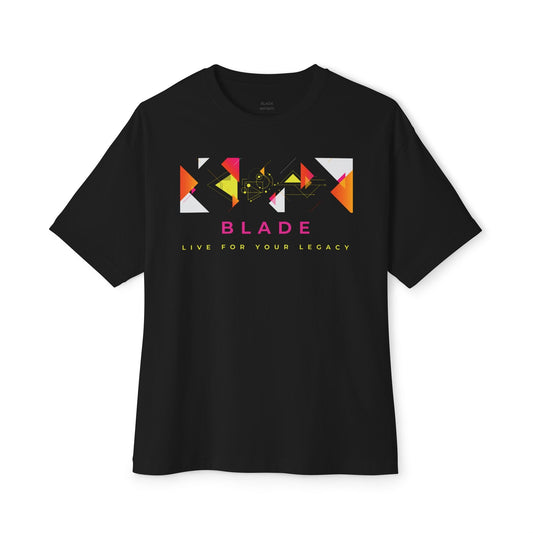 Geometric Odyssey Pink/Green Oversized Boxy T-Shirt
