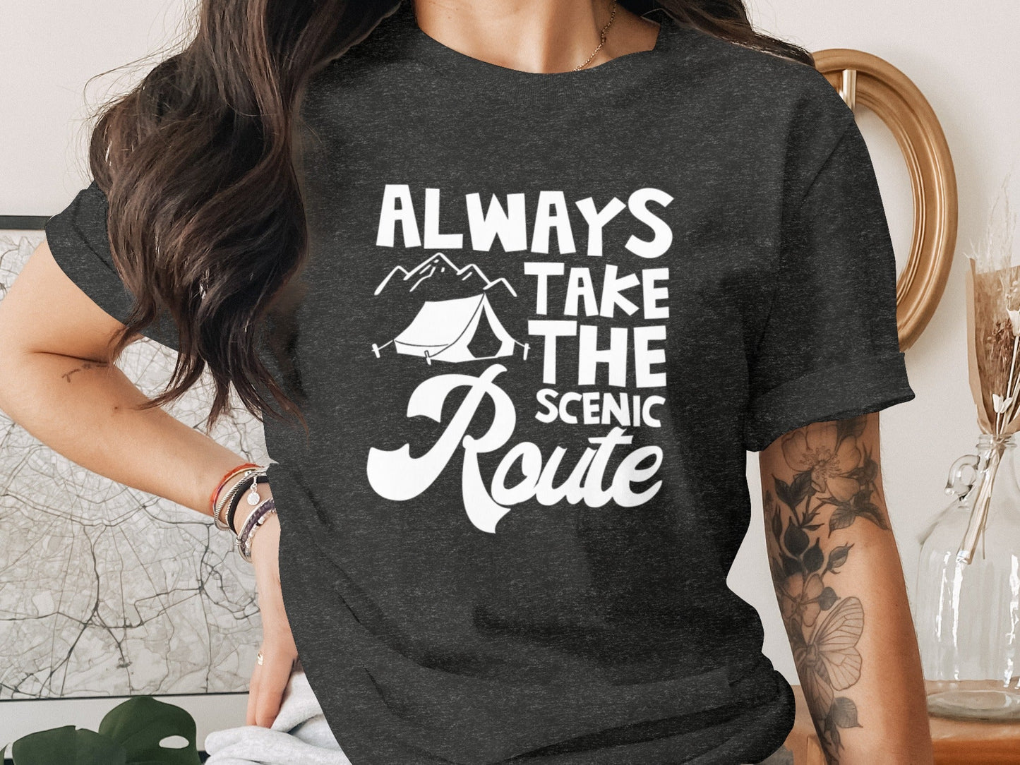 Always Take The Scenic Route Outdoors Camping Design T-Shirt