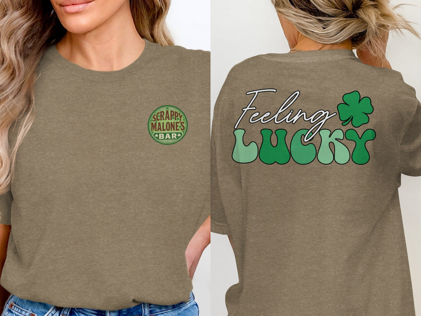 Scrappy Malone's Bar, Irish Pub, Shamrock, Round, Green, Vintage