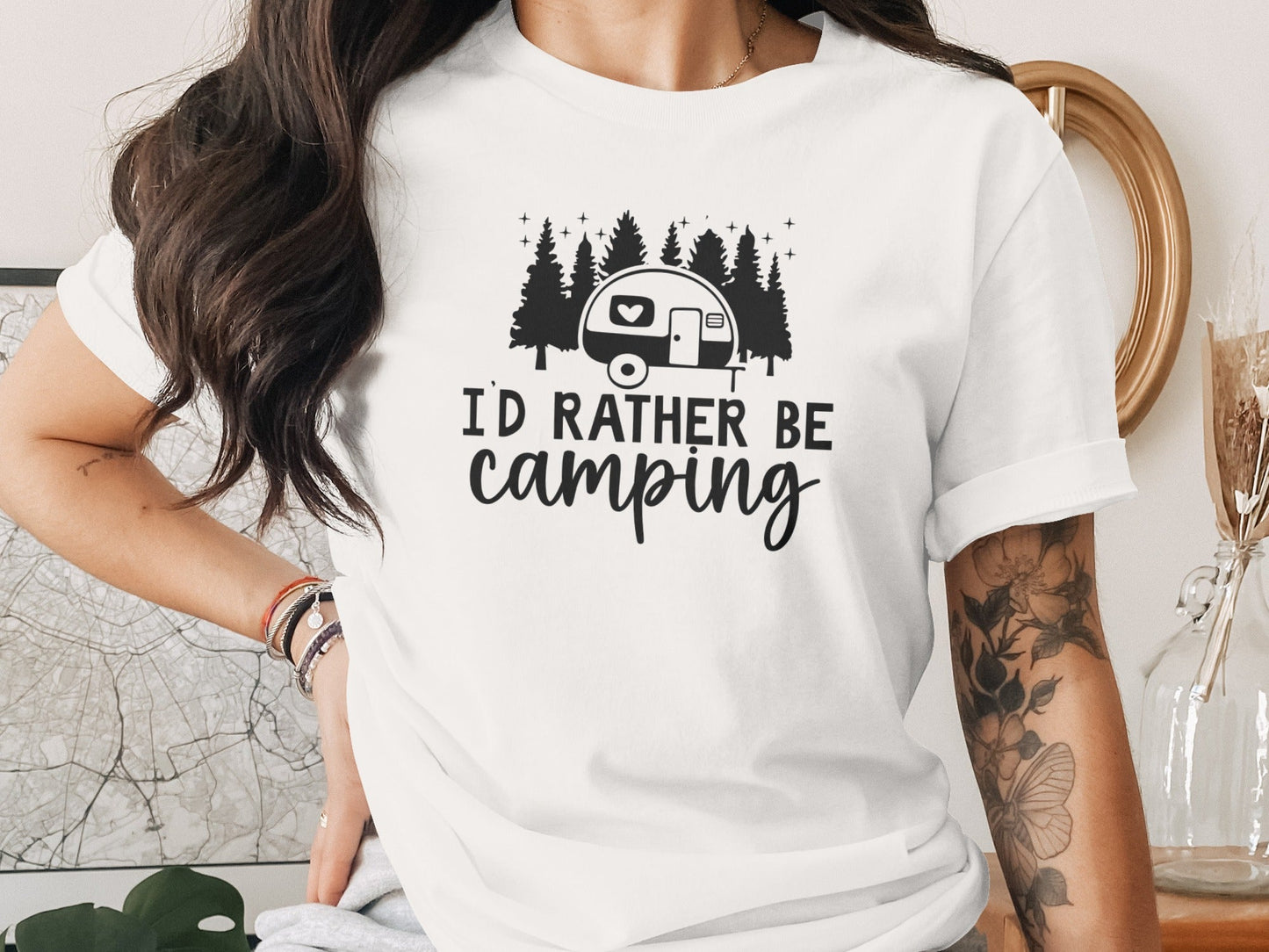 Id Rather Be Camping Nature Adventure Graphic Design T-Shirt