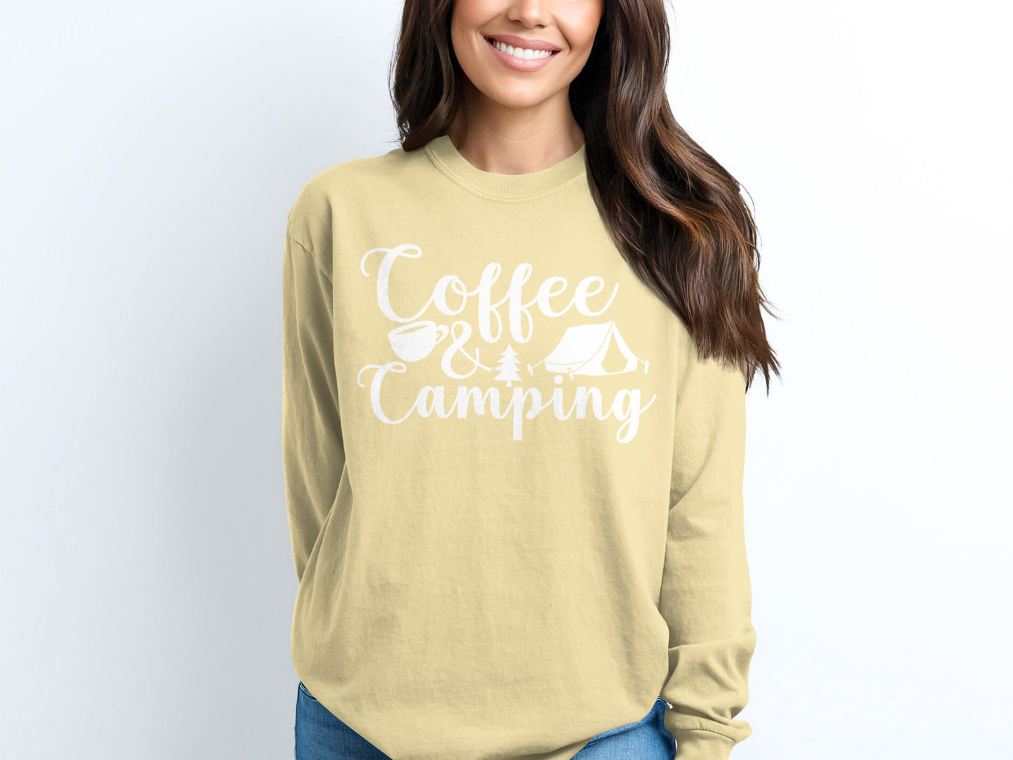 Coffee and Camping Adventure Design Long Sleeve T-Shirt