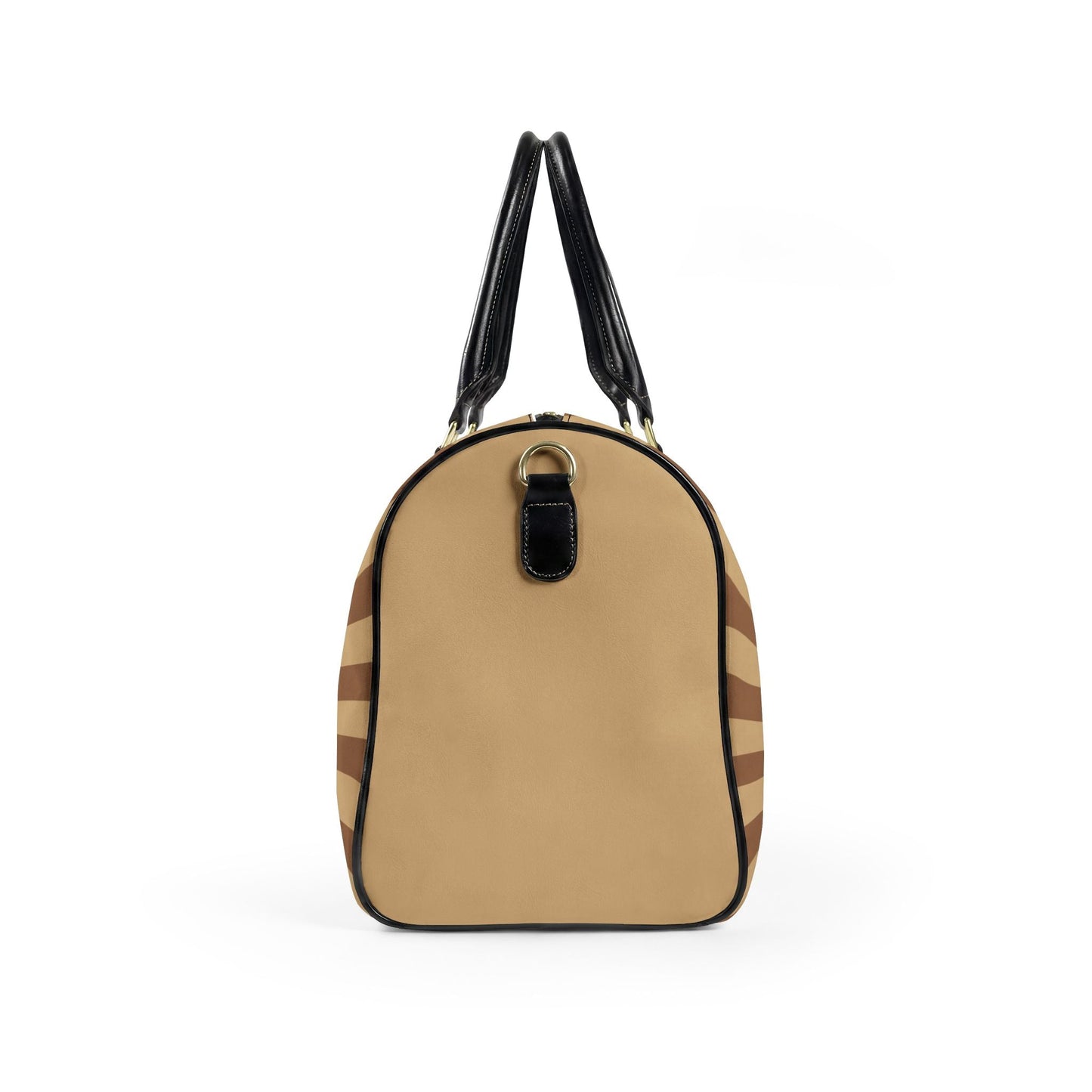 Chic Leather Travel Bag, Neutral — Retro Sunburst ‘CIAO’ Weekender Duffle