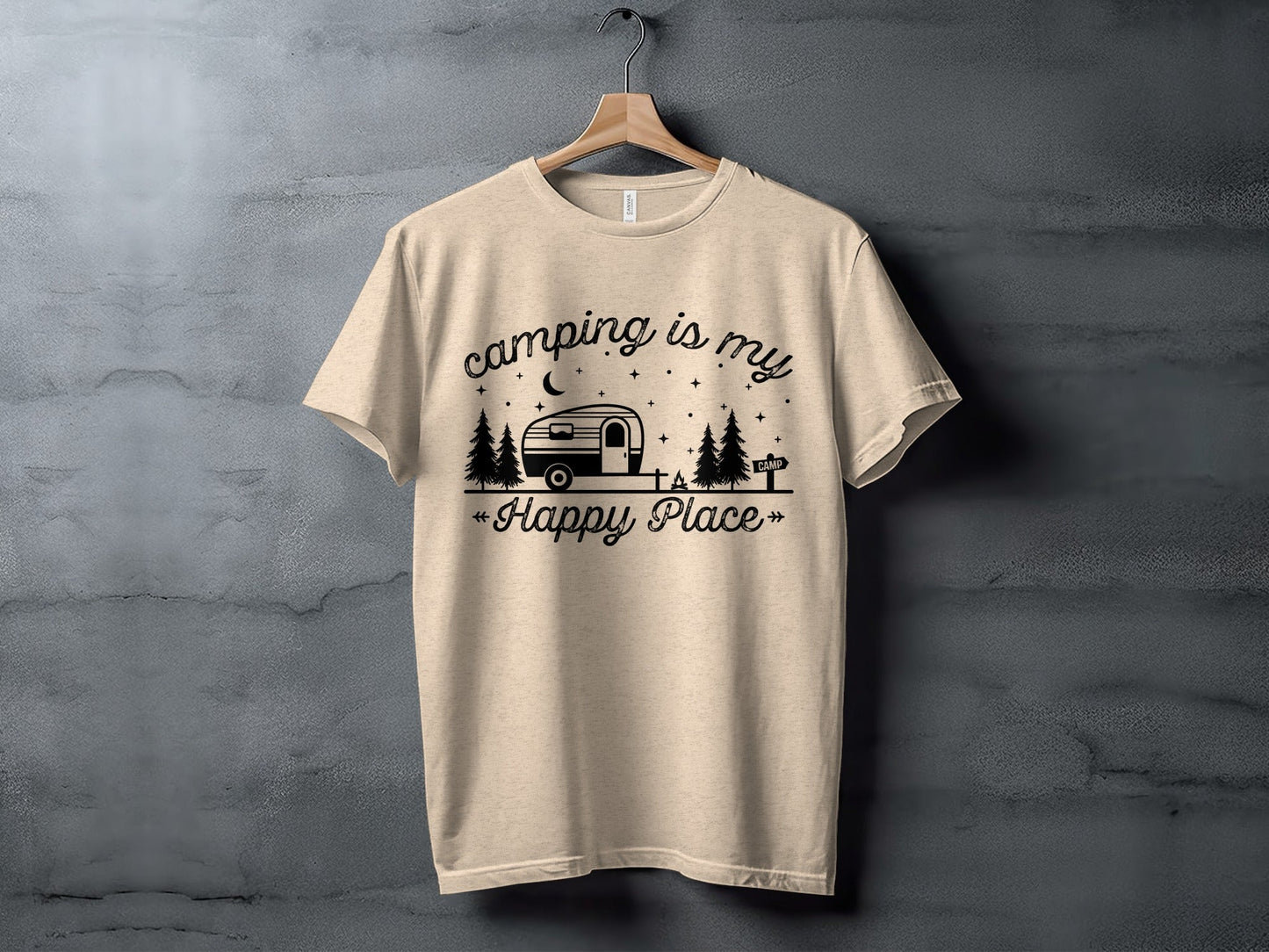 Camping Is My Happy Place Adventure Graphic T-Shirt