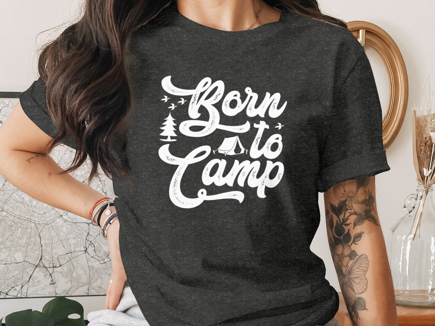 Born To Camp Vacation Hiking Nature Outdoors Fun T-Shirt