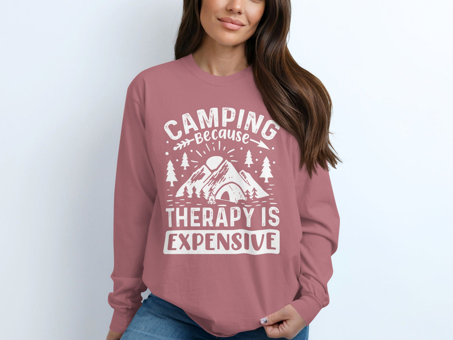 Camping Because Therapy is Expensive Outdoor Long Sleeve T-Shirt
