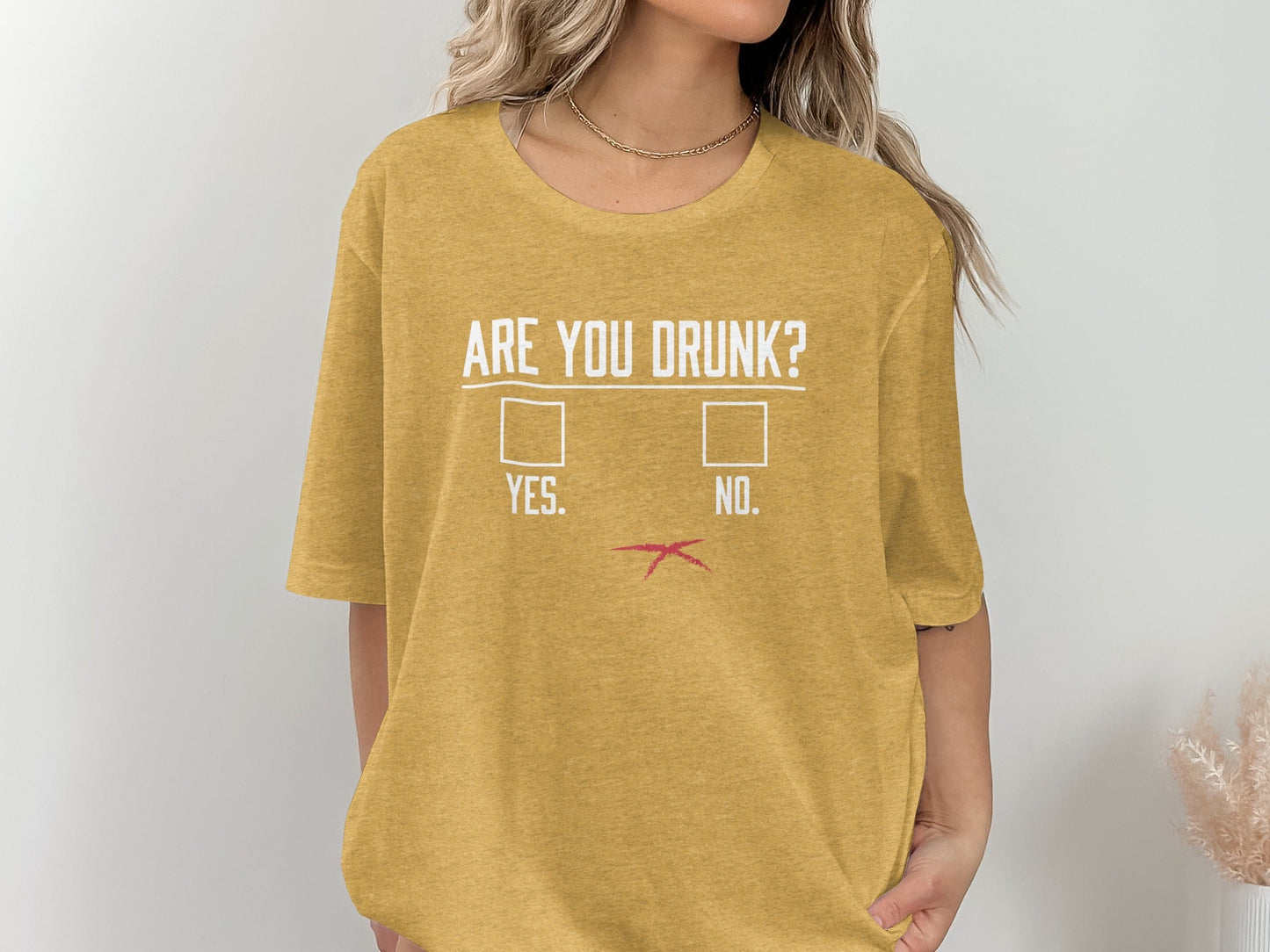 Are You Drunk Check Box With Red Cross Funny Graphic T-Shirt