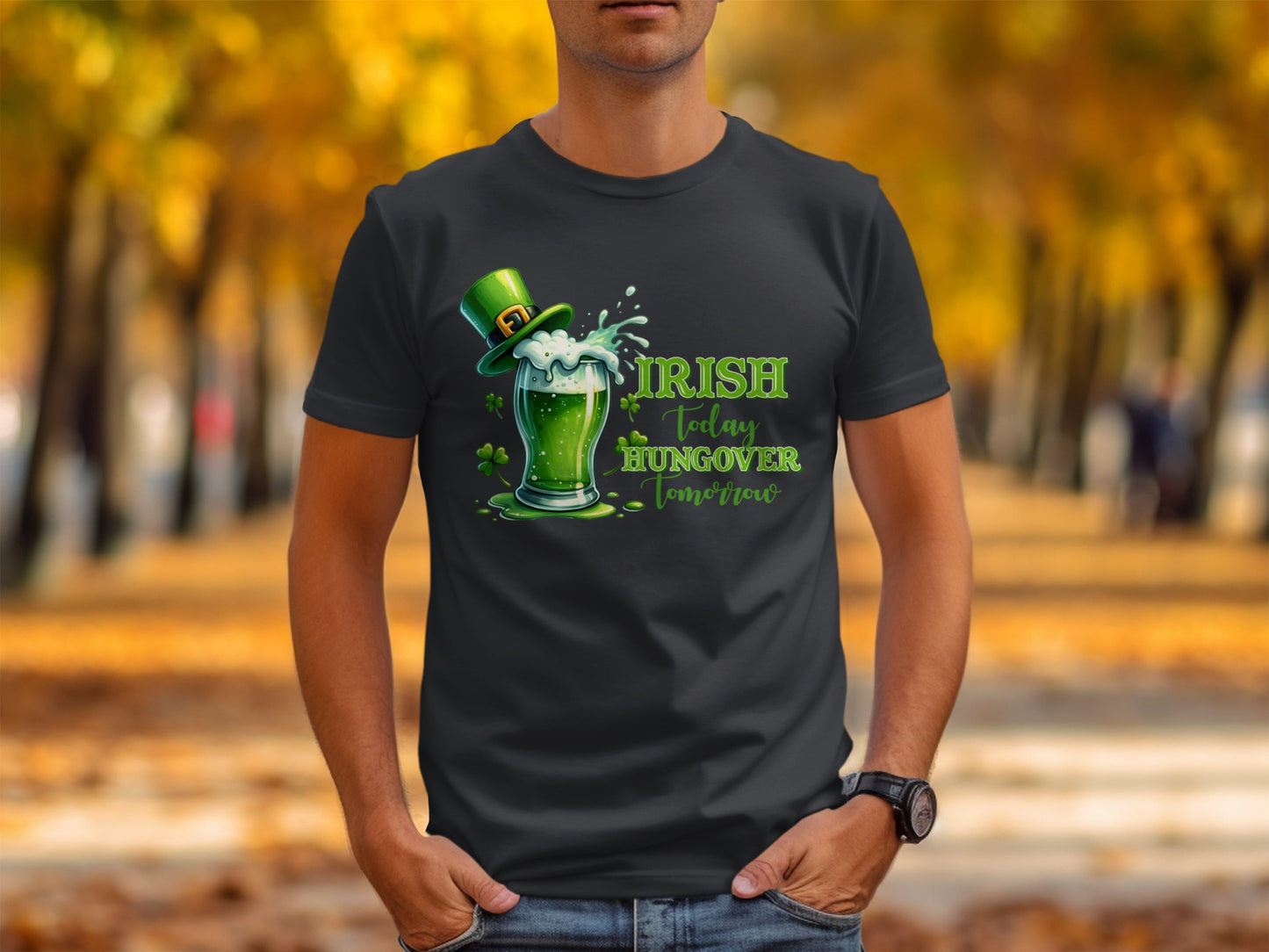 Funny Irish T-Shirts, St Patricks Day Shirts, Irish Today Hungover Tomorrow T-Shirts, Green Beer Lover T-Shirts, Lucky Shamrock Gift