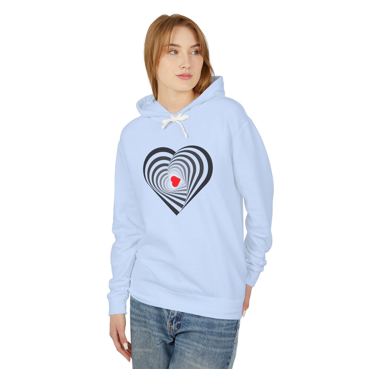 Heart Spiral Unisex Lightweight Hoodie - Valentine's Day Gift