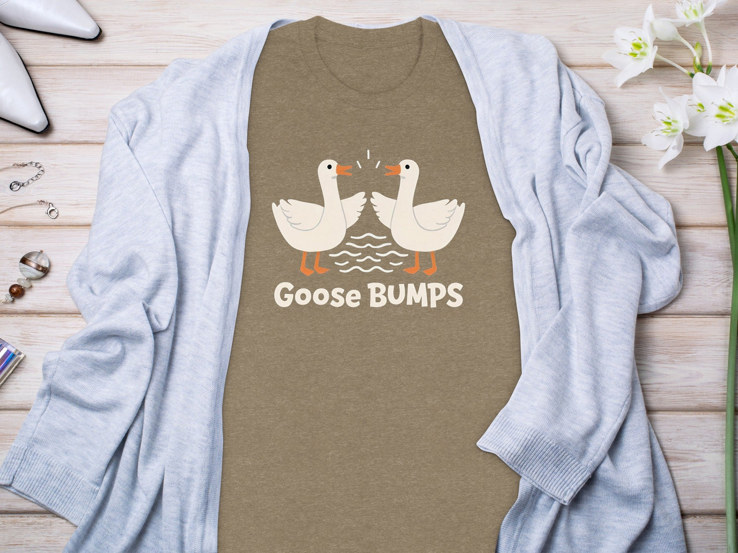Goose BUMPS Funny Animal Cartoon Design Graphic T-Shirt
