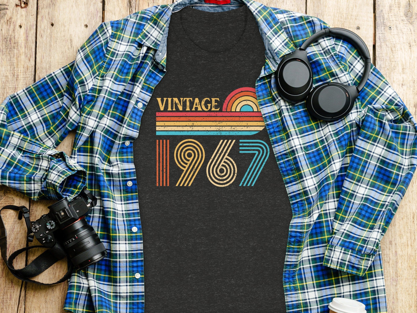 Vintage Since 1967 Retro Rainbow Birthday T-Shirt