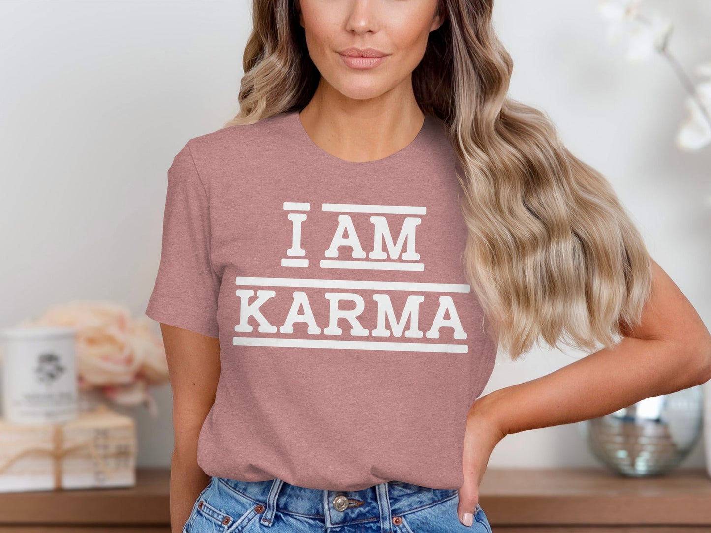 I AM Karma Bold Statement Black and White T-Shirt
