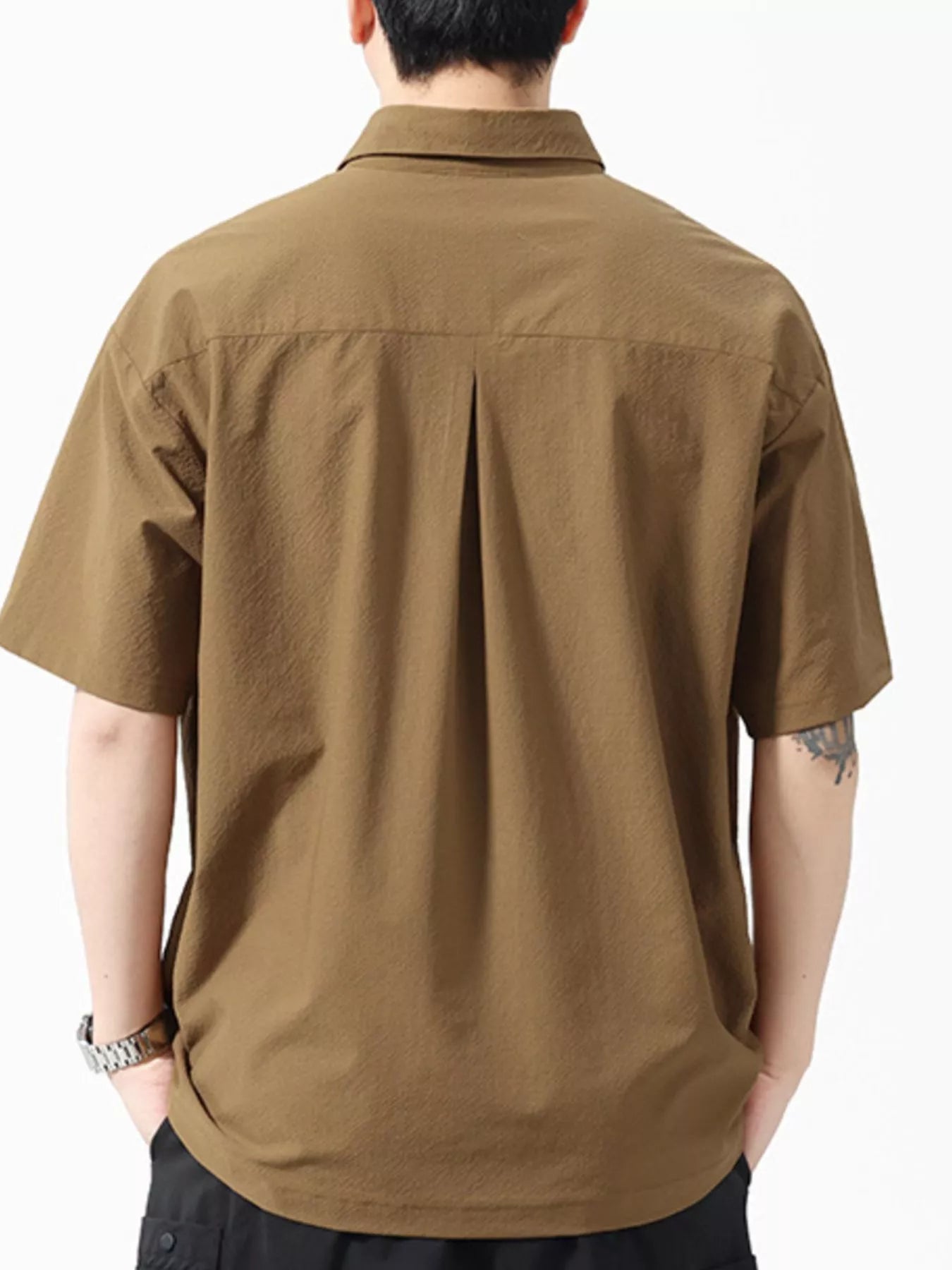 Men's Plus Size Half Button Loose Fit Short Sleeve Polo