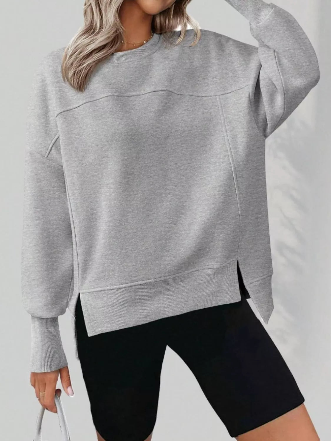 Casual Loose Side Slit Sweatshirt