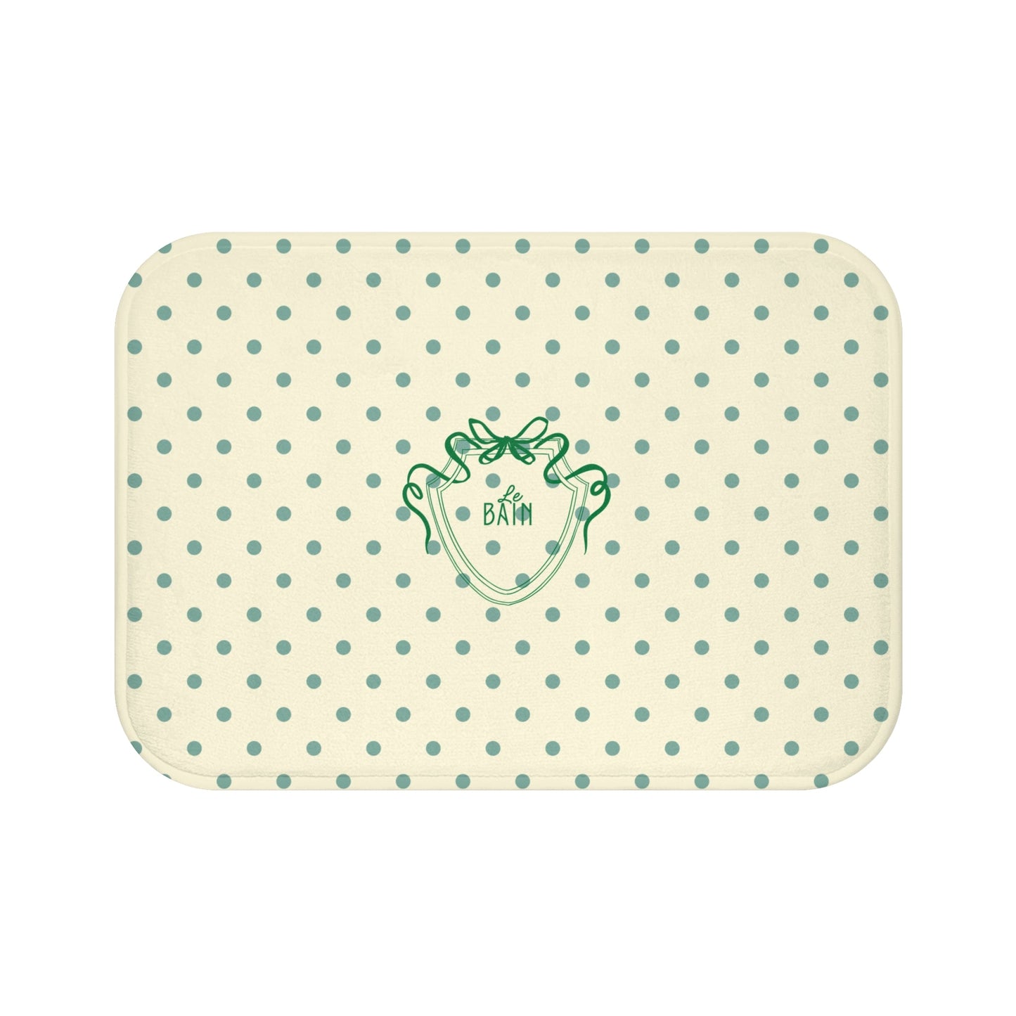 Polka Dot "Le Bain" Bath Mat — Cream & Sage Green Bathroom Rug