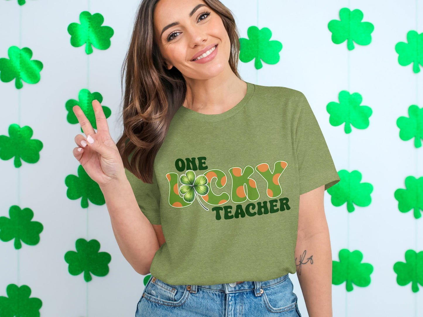 One Lucky Teacher T-Shirts, St Patricks Day Teacher Shirts, Shamrock T-Shirts, Teacher Gifts, Teacher Appreciate T-Shirts, Gifts for Teacher