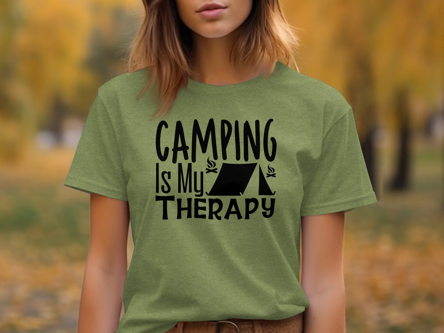 Camping Is My Therapy Tent Campfire Graphic T-Shirt