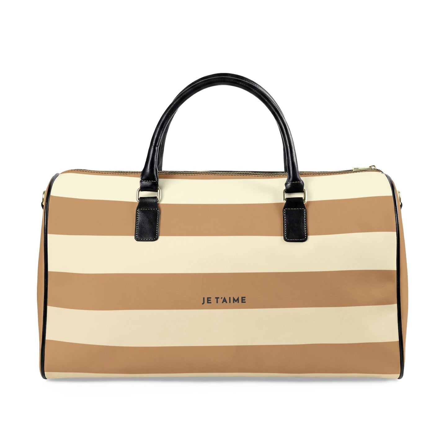 California Lover Leather Travel Bag — TAN Striped Weekender Duffle