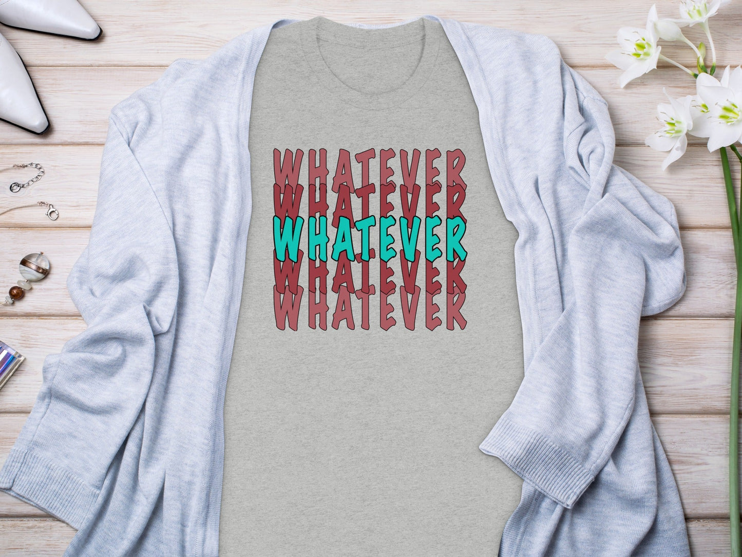 Retro Whatever Text Pattern Aesthetic Cool Attitude T-Shirt