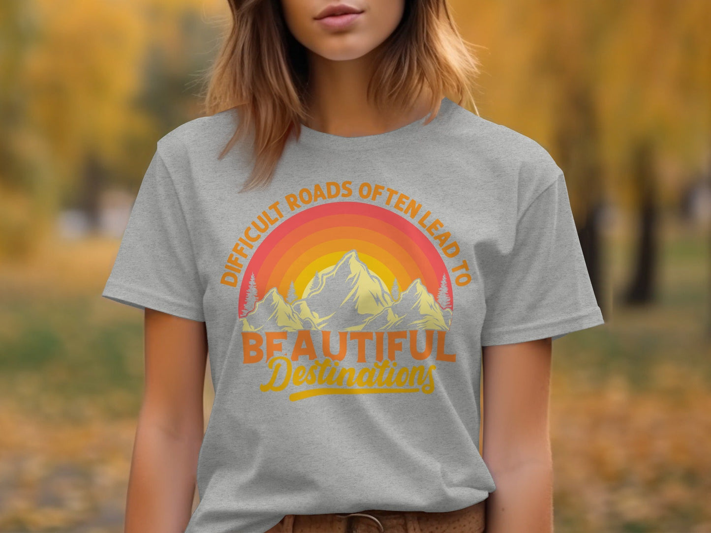 Difficult Roads Beautiful Destinations Retro Style T-Shirt Long Sleeve T-Shirt