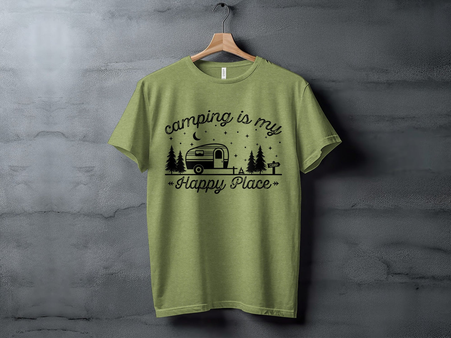 Camping Is My Happy Place Adventure Graphic T-Shirt