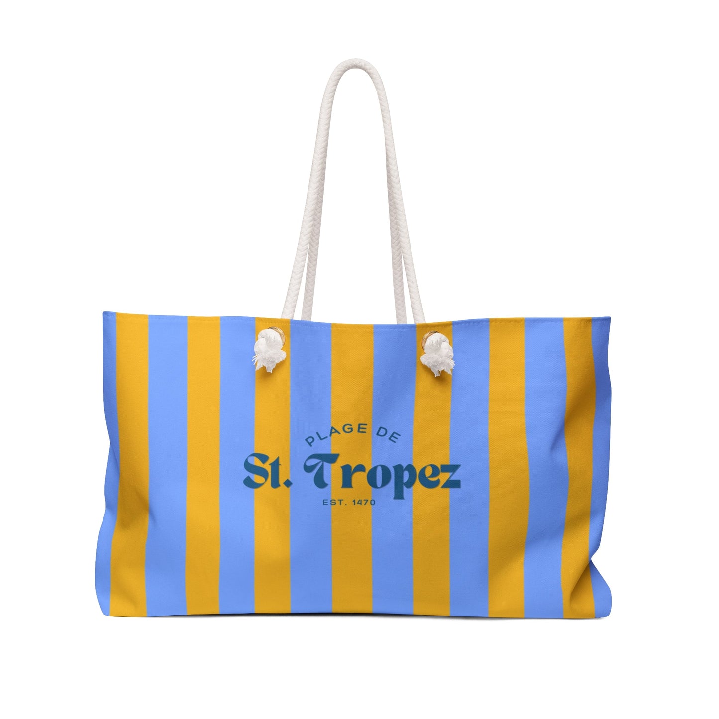 St. Tropez Striped Beach Bag, Pastel Orange — Beach Tote with Rope Handles