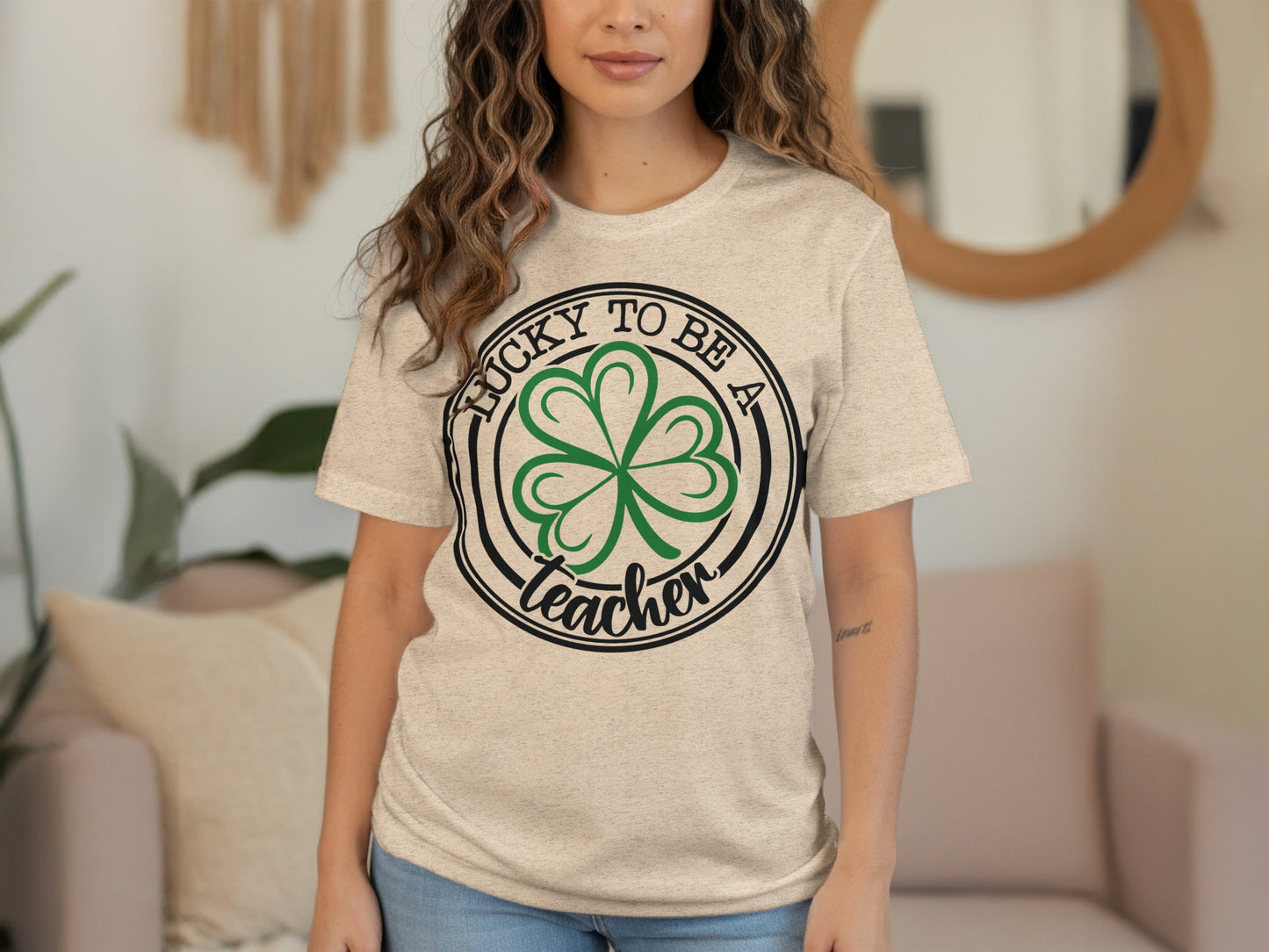 Lucky To Be A Teacher Clover St Patricks Day Circle T-Shirt