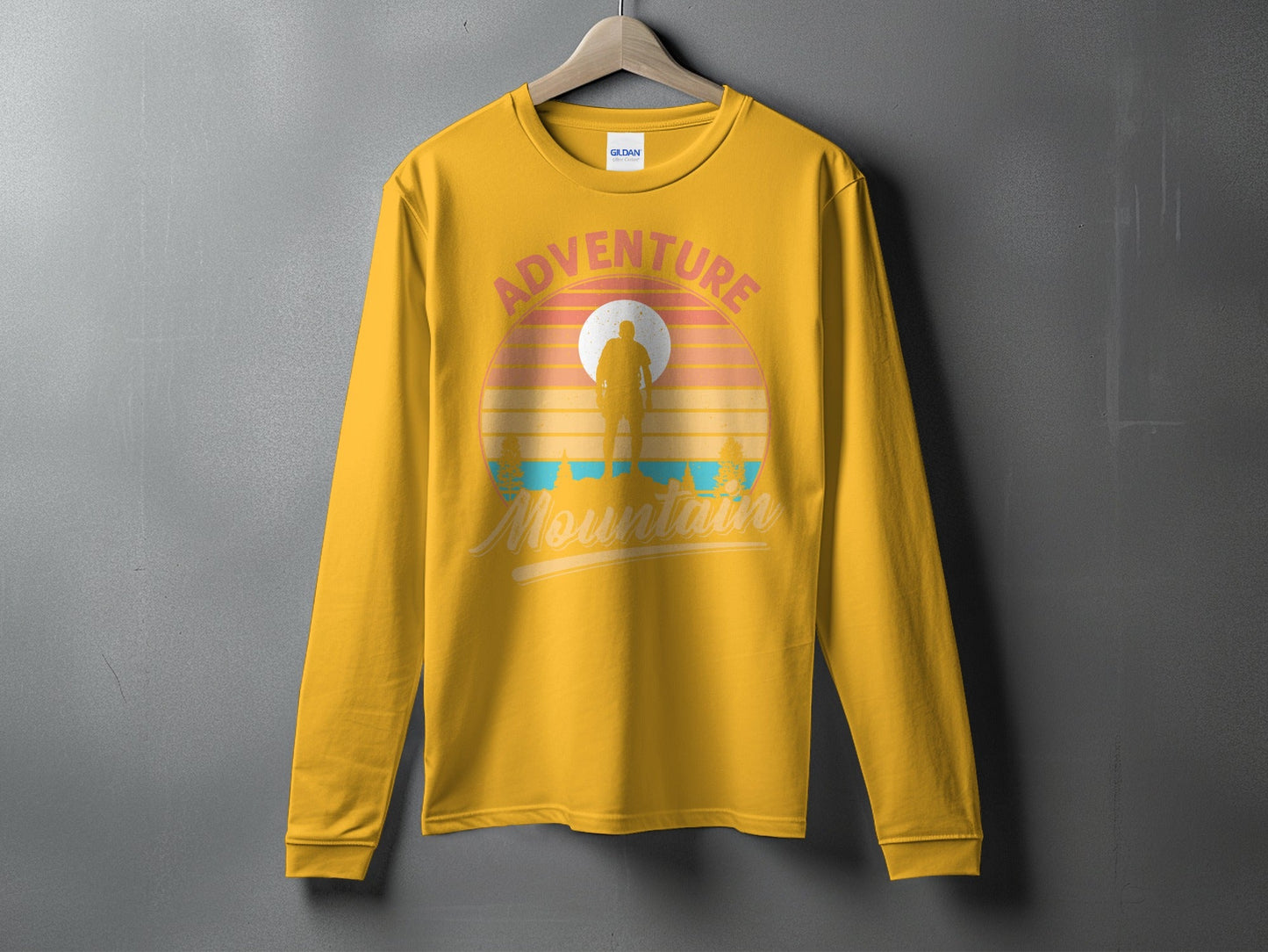 Adventure Above Mountain Sunset Graphic T-Shirt Long Sleeve T-Shirt