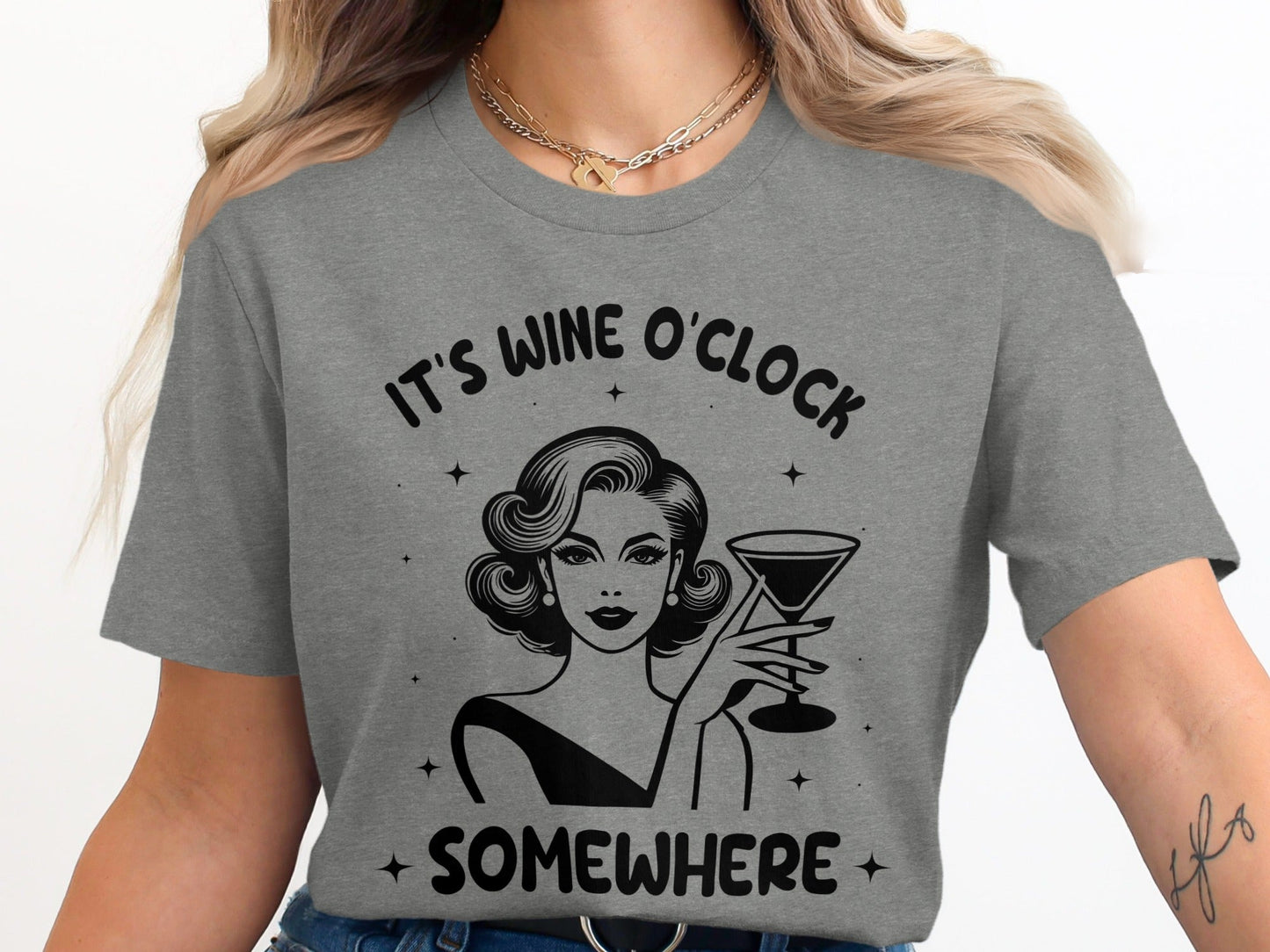 It's Wine O'Clock Somewhere Classy Lady Graphic T-Shirt