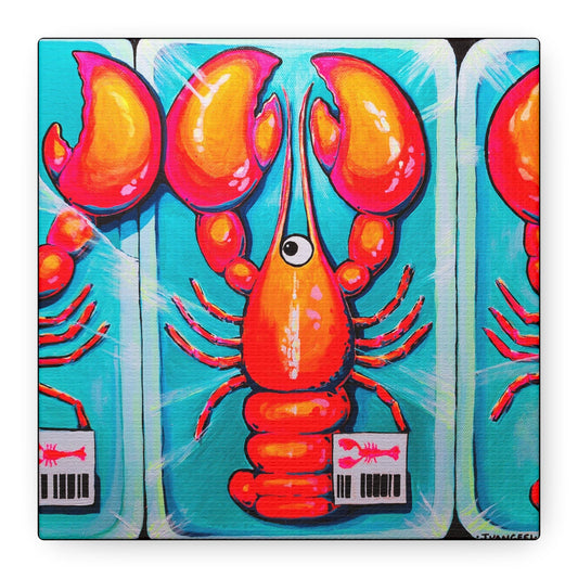 Neon Lobster Canvas Print, Original Artist Design, Home Decor, Wall Art