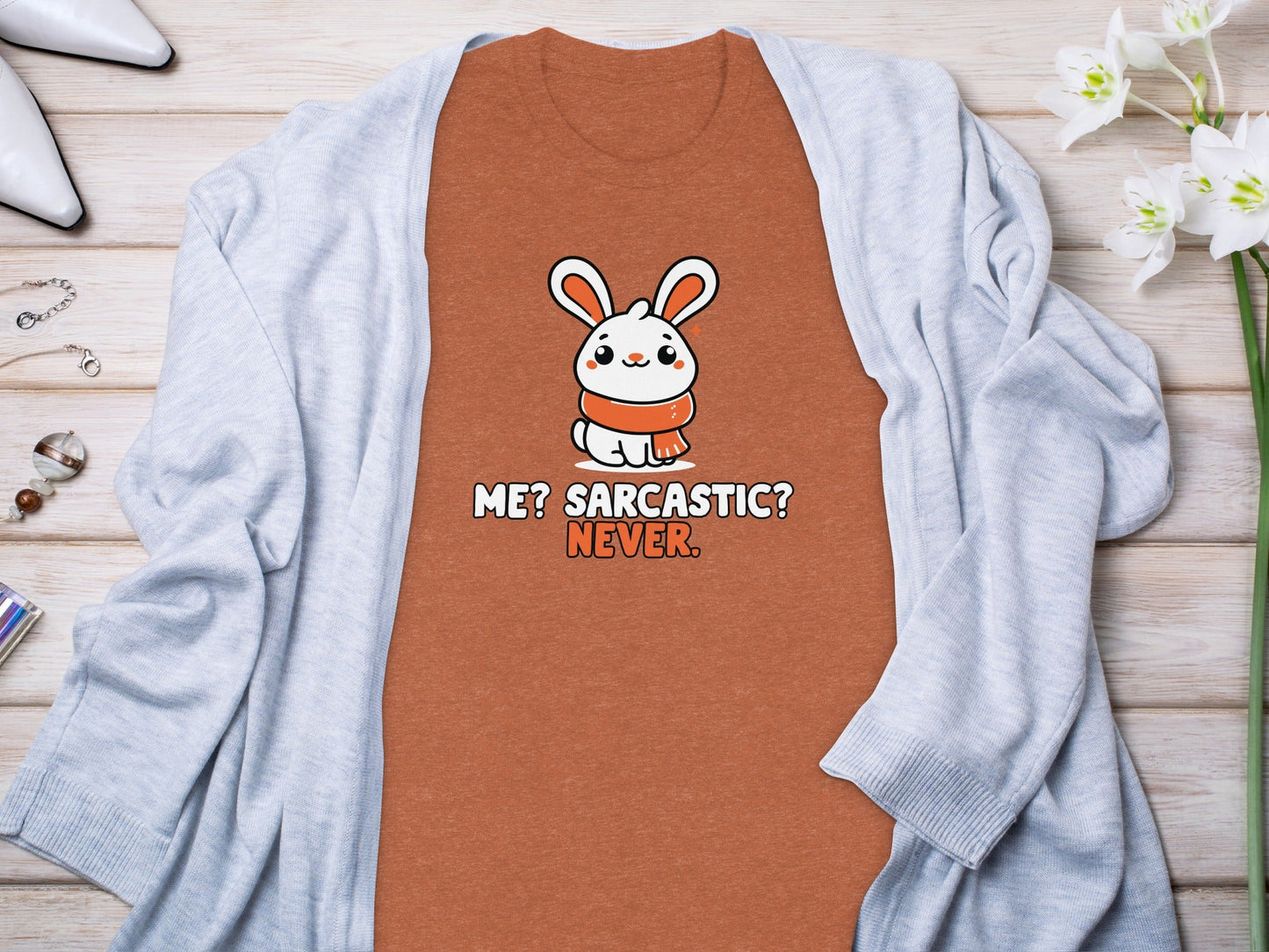 Sarcastic Bunny With Scarf Rabbit Cute Animal T-Shirt