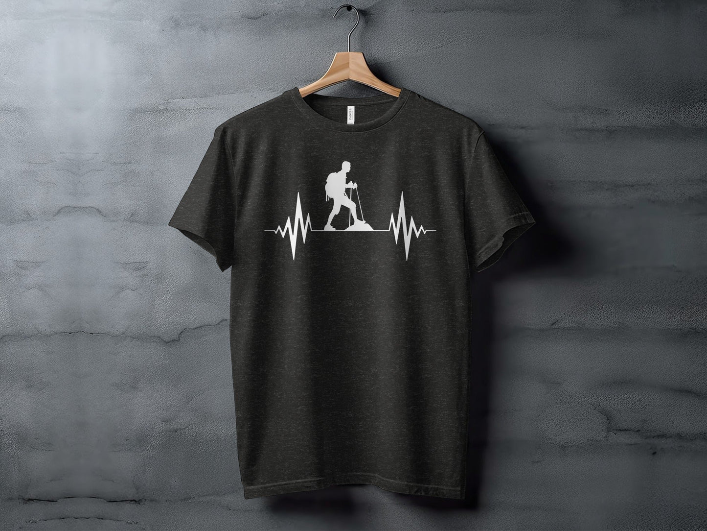 Hiking Heartbeat Outdoors Graphic Design Print T-Shirt