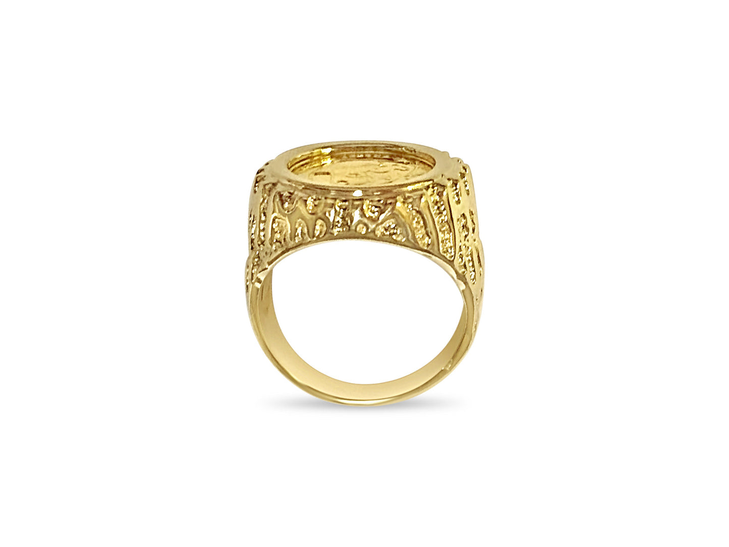 Fancy Solid White/Yellow/Rose Gold Handmade Coin Ring , Chinese Panda Bear Coin ,
