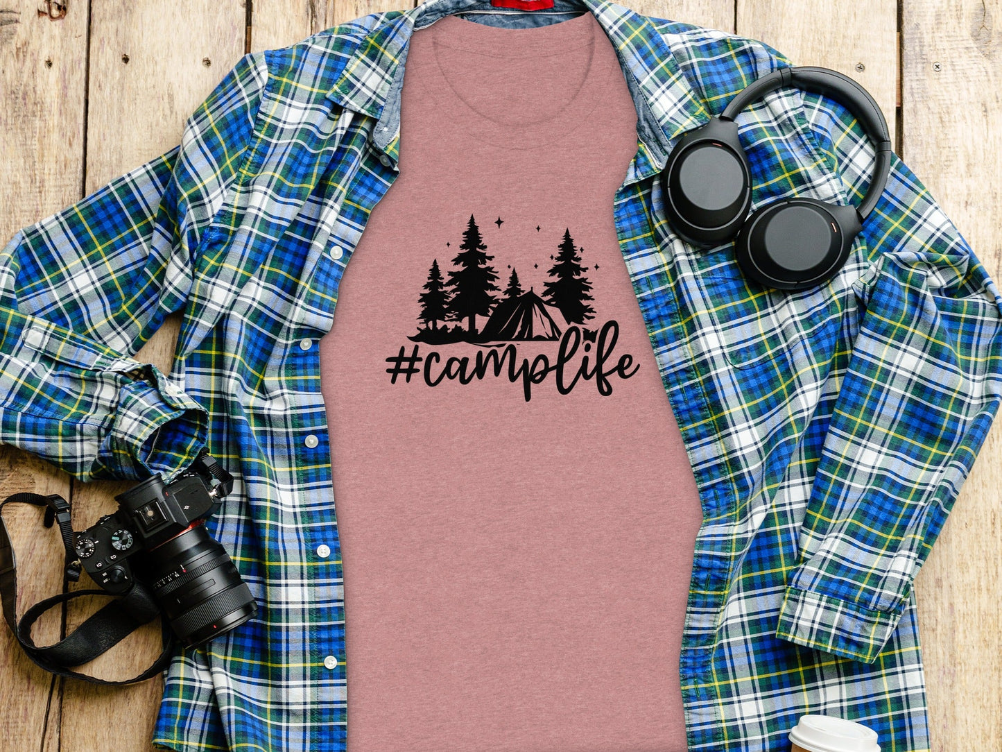 Hashtag Camplife Text Design With Camping Tent T-Shirt