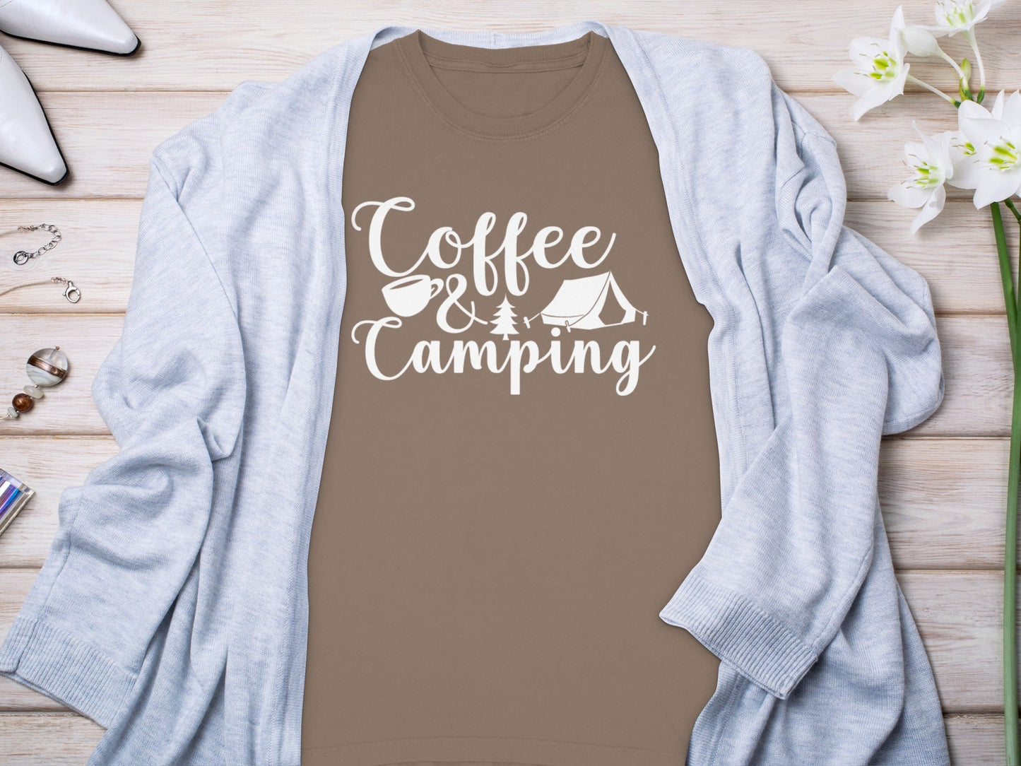 Coffee and Camping Adventure Design Long Sleeve T-Shirt